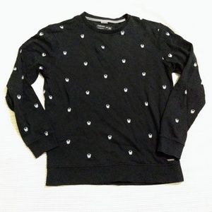 Cactus man black all over skull pull over sweater